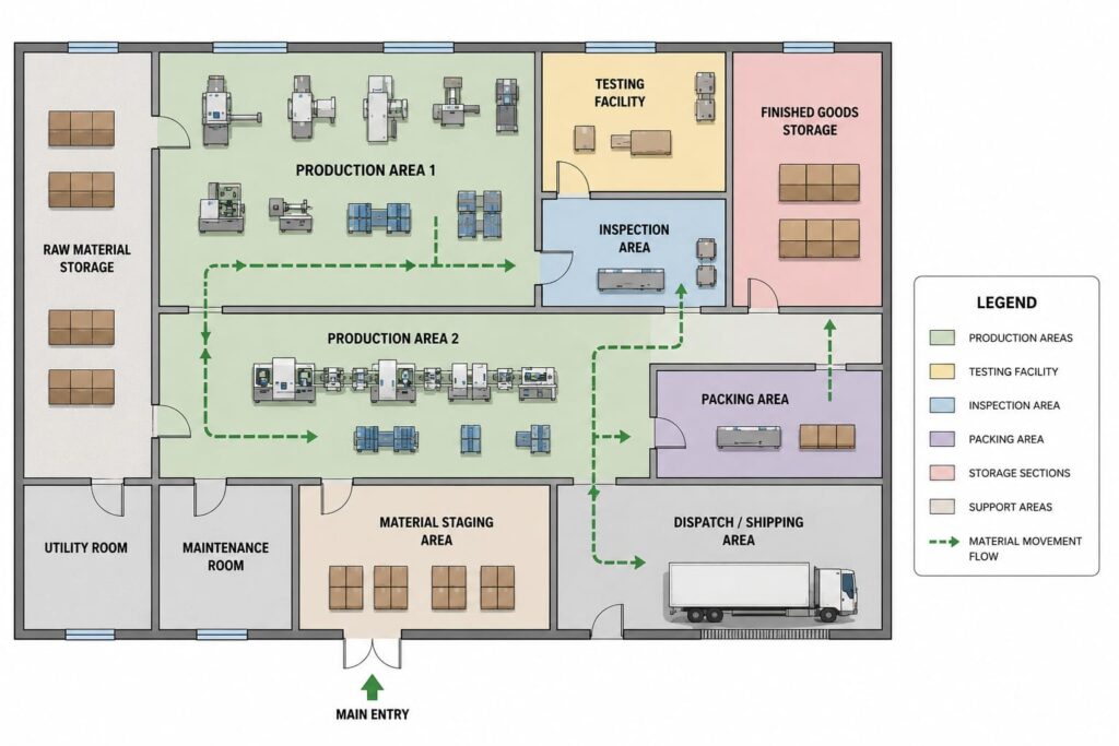 Factory layout plan is one of the important documents required for BIS Certification